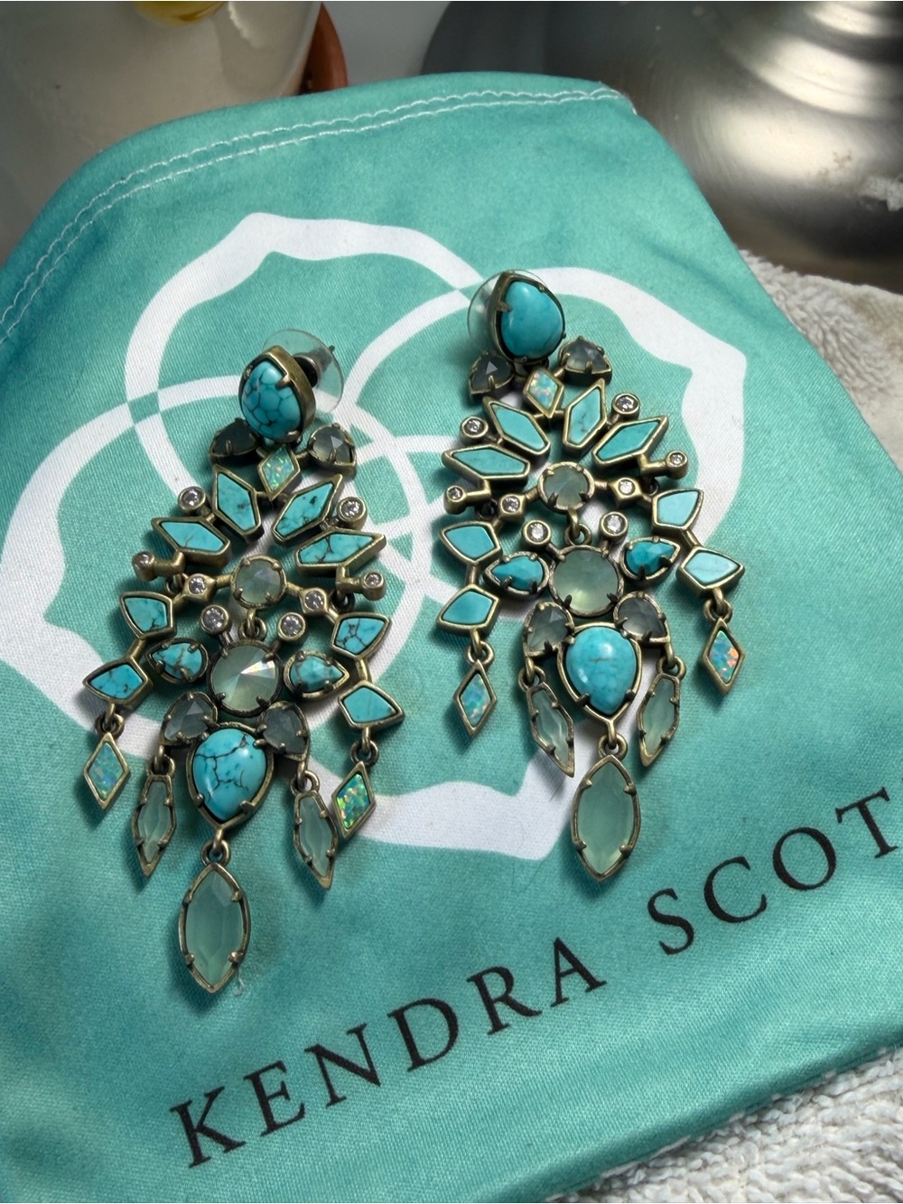 Kendra Scott Aryssa Turquoise Chandelier Statement Earrings